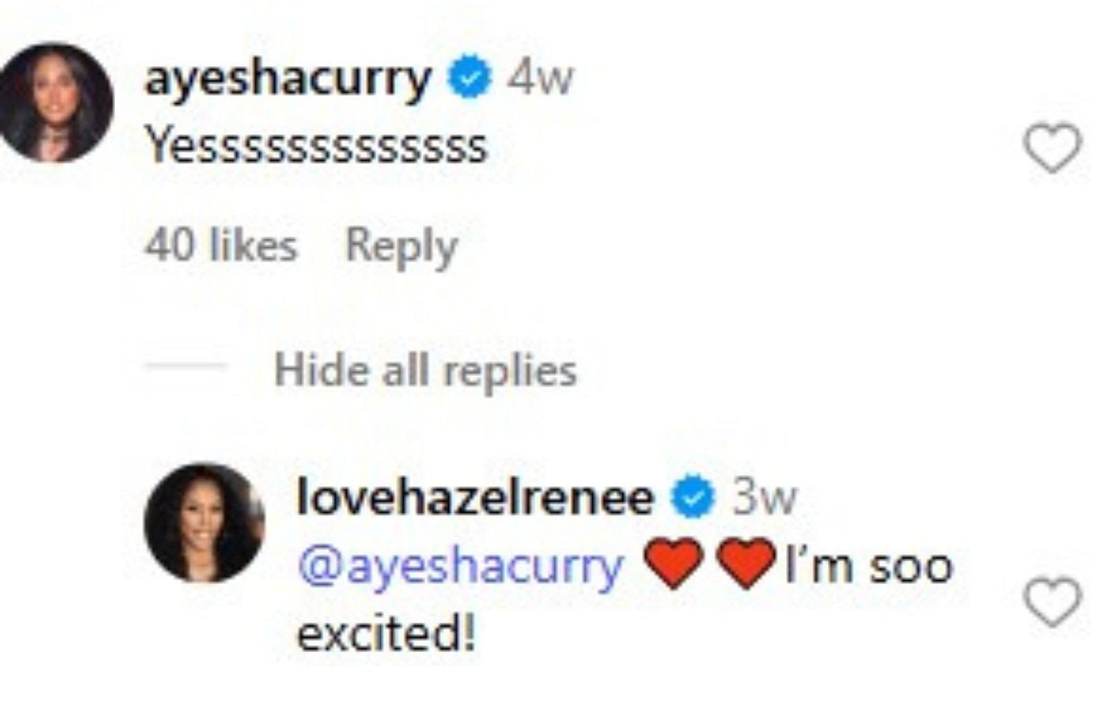 Ayesha Curry reacts to Hazel Renee's return to acting after six years.